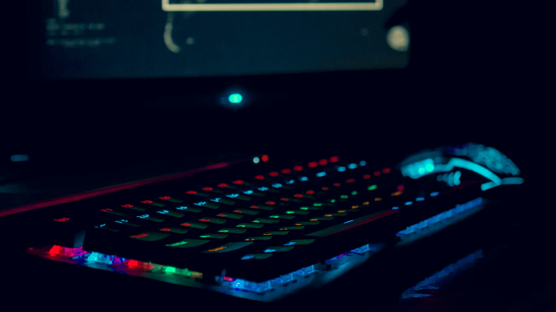 Competitive gaming setup with layered lighting